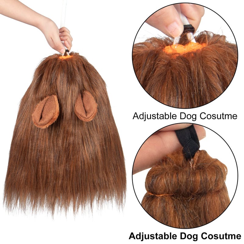 CPPSLEE Lion Mane for Dog Costumes, Realistic Wig for Medium to Large Sized Dogs, Halloween Costumes (Dark Brown) - Image 4